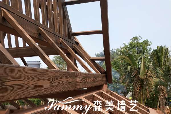 海南?；◢u七星酒店廊架木紋漆項目